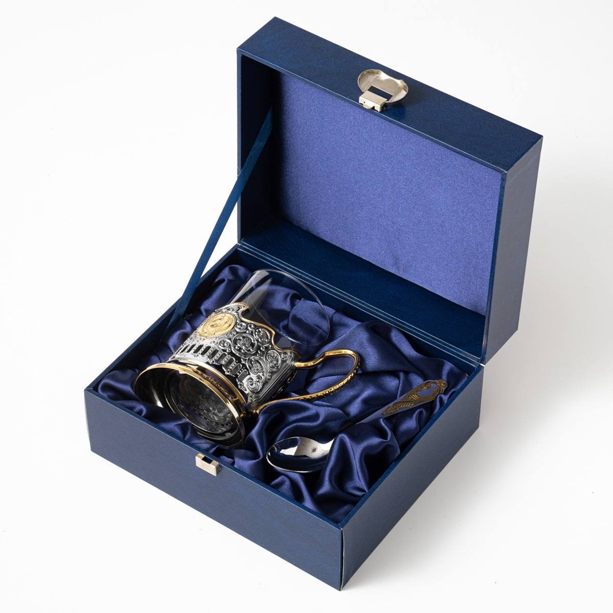 Подстаканник (позолота) Гербовый СССР в подарочной коробке