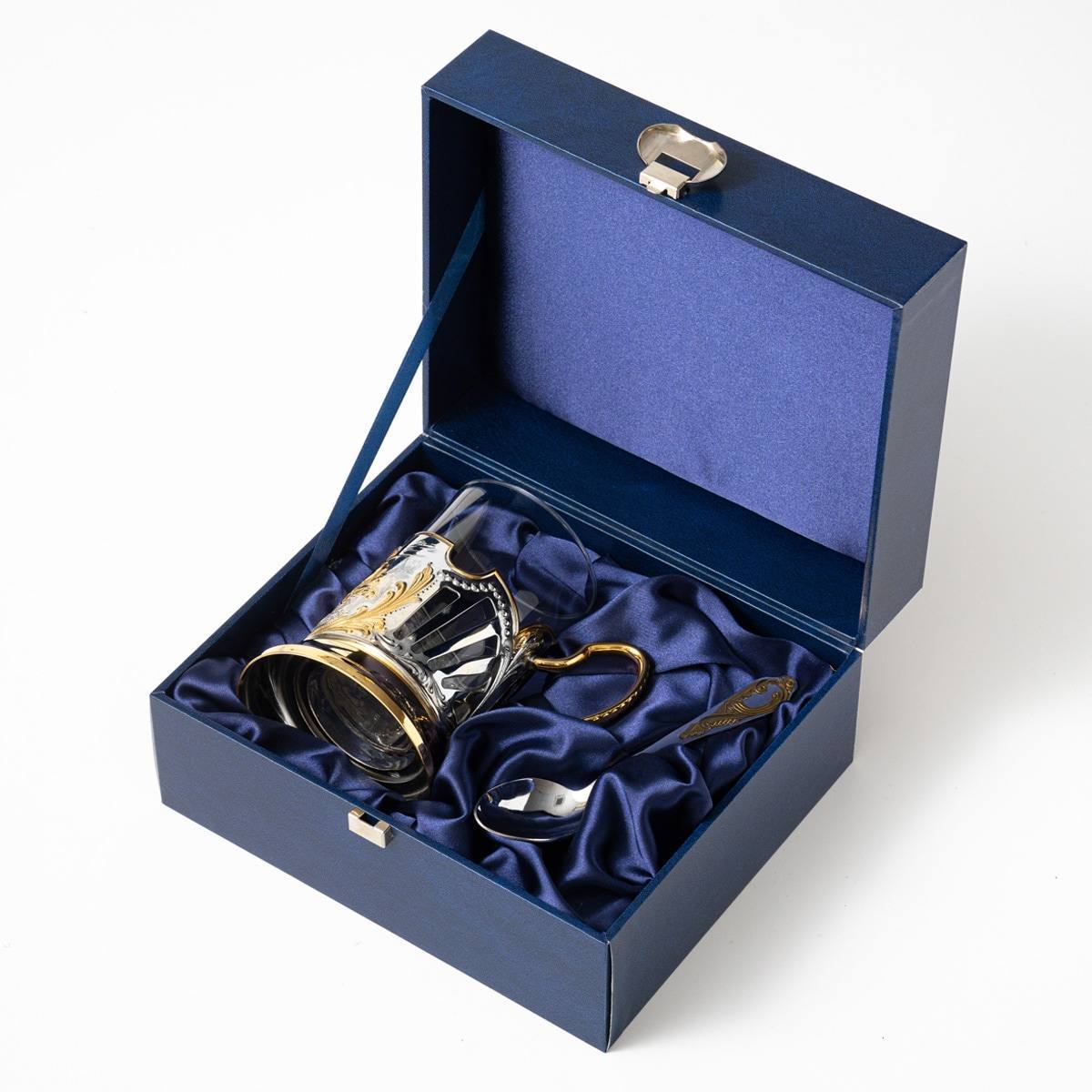 Подстаканник (позолота) Охота в подарочной коробке