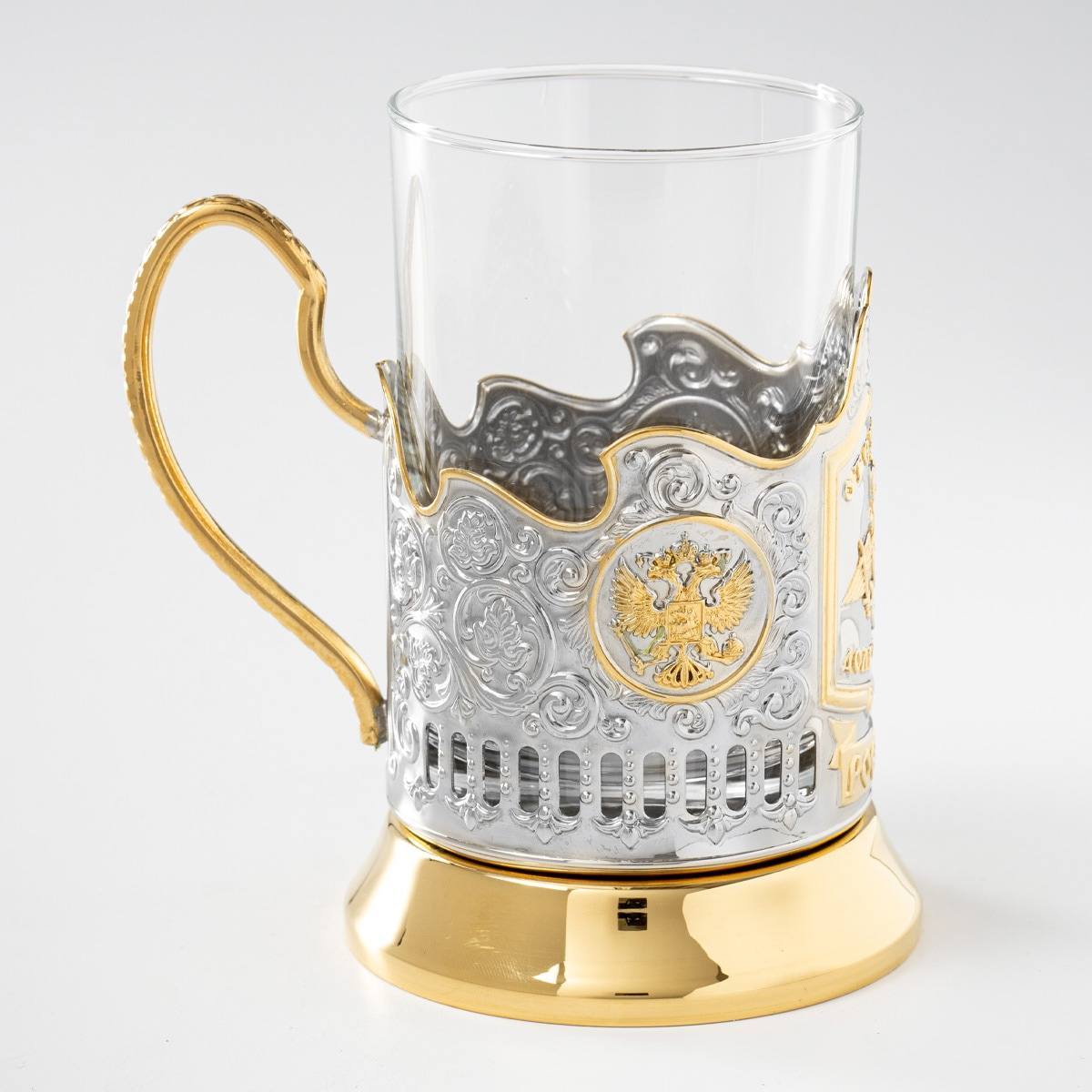 Комплект позолоченных подстаканников Отечество, Долг, Честь