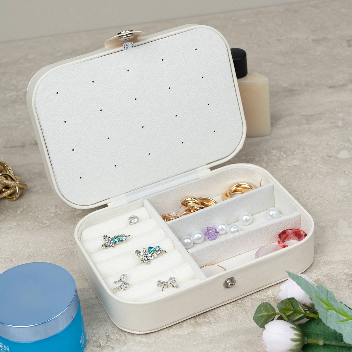 Шкатулка для украшений Бейж с инициалом и именем