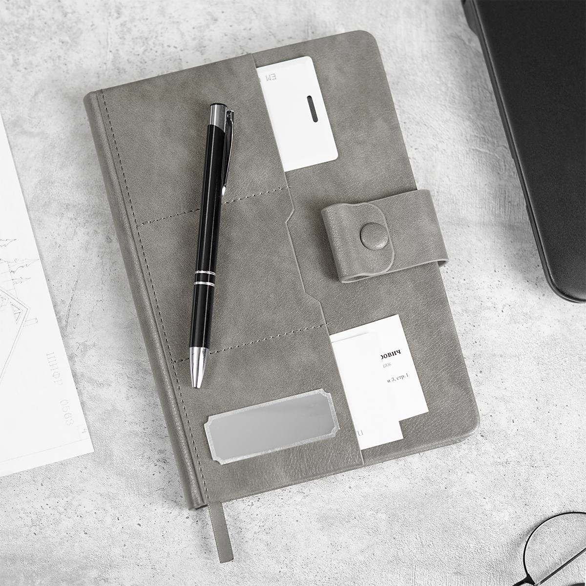 Ежедневник с ручкой Грей с вашей гравировкой
