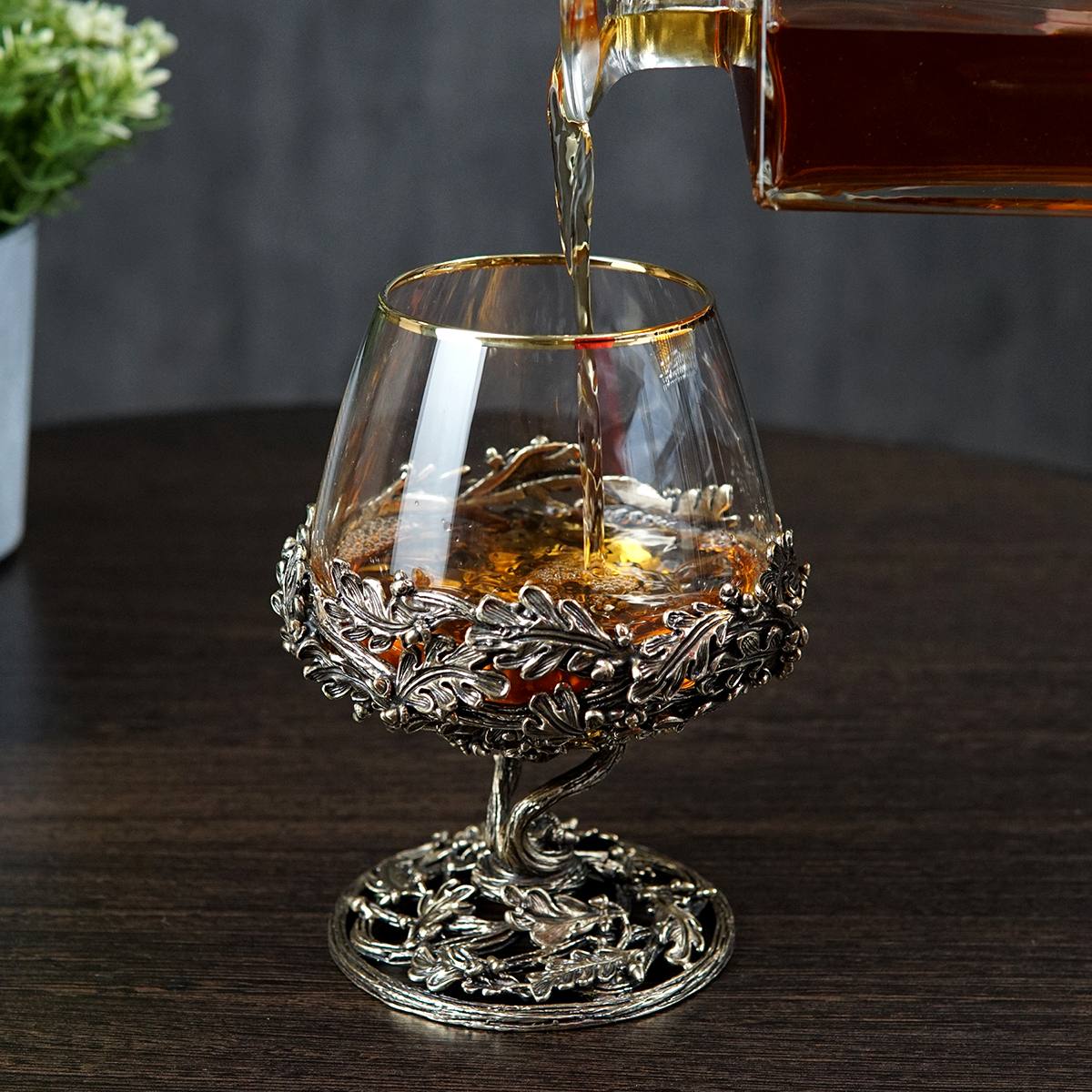 Именной бокал для коньяка Древо жизни в подарочном футляре