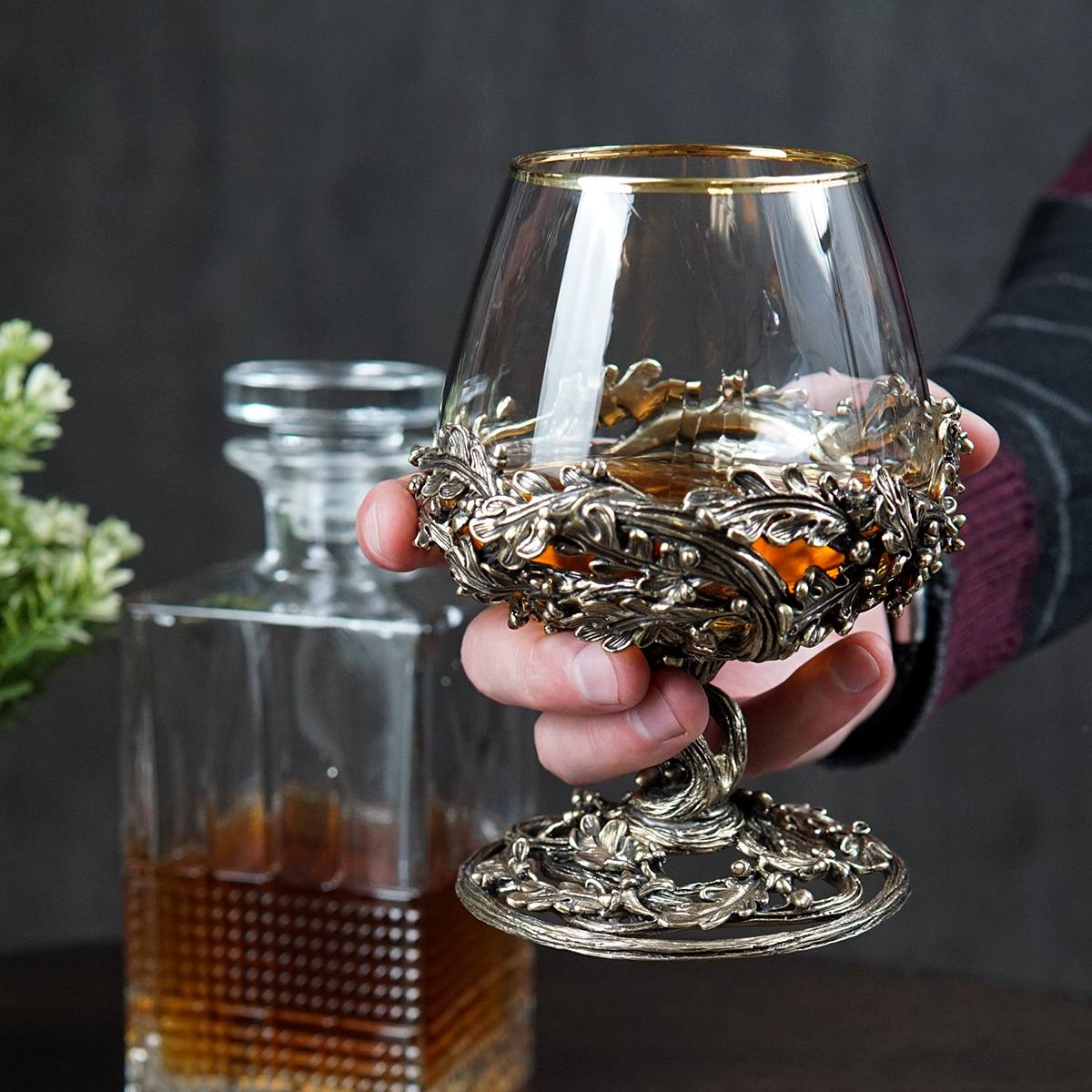 Именной бокал для коньяка Древо жизни в подарочном футляре