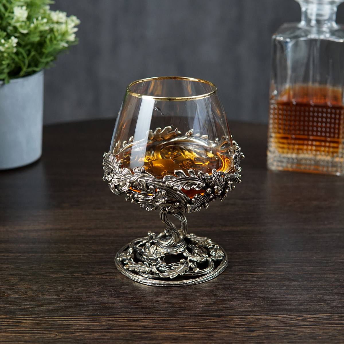 Именной бокал для коньяка Древо жизни в подарочном футляре