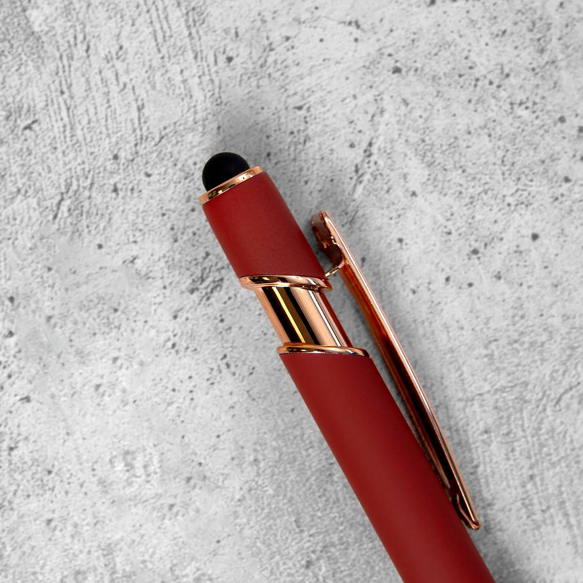 Ручка-стилус Альфа (бордо) в подарочном футляре с вашей гравировкой