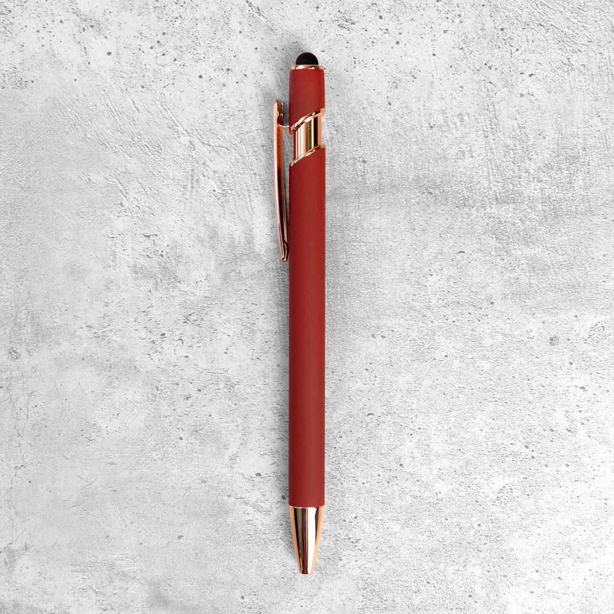 Ручка-стилус Альфа (бордо) в подарочном футляре с вашей гравировкой