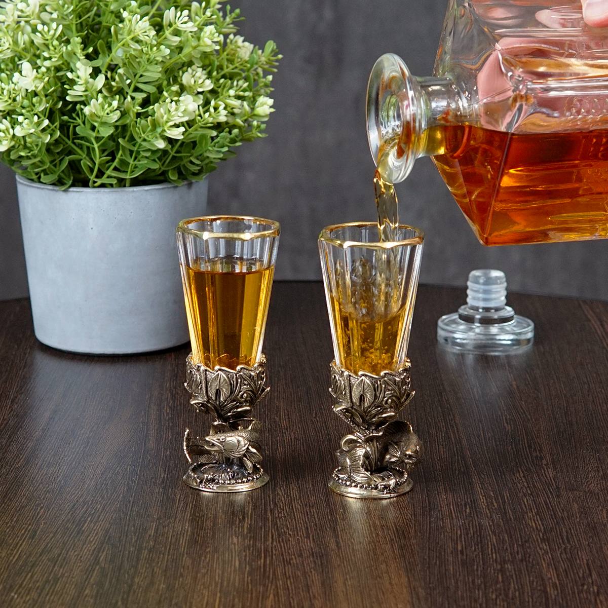 Набор рюмок Рыбалка в подарочном футляре с вашей гравировкой