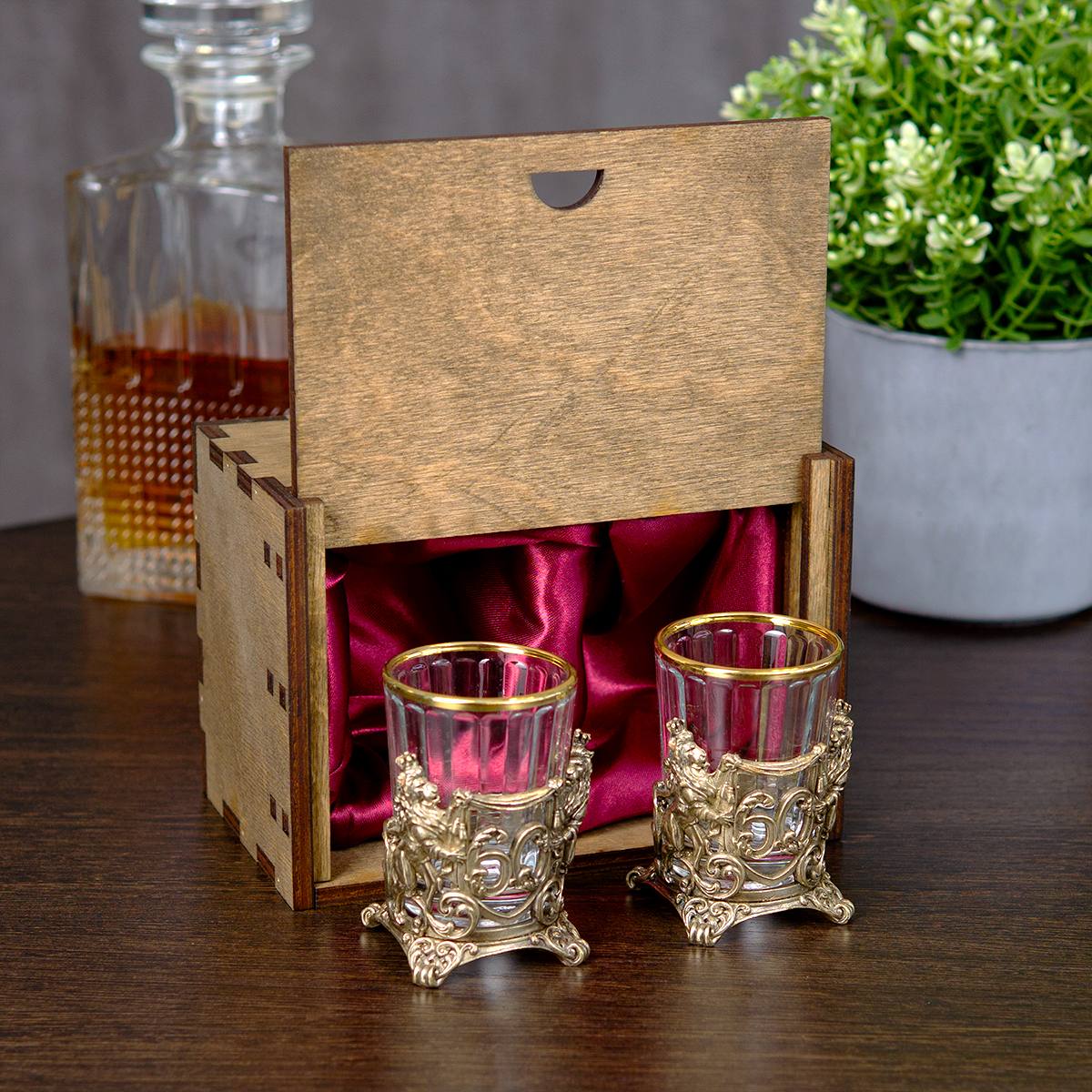 Именной набор стопок Юбилейный 60 в подарочном футляре