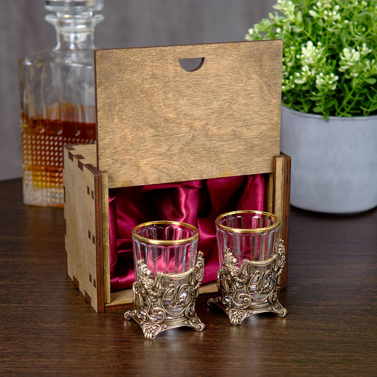 Набор стопок Юбилейный 40 в подарочном футляре с вашей гравировкой