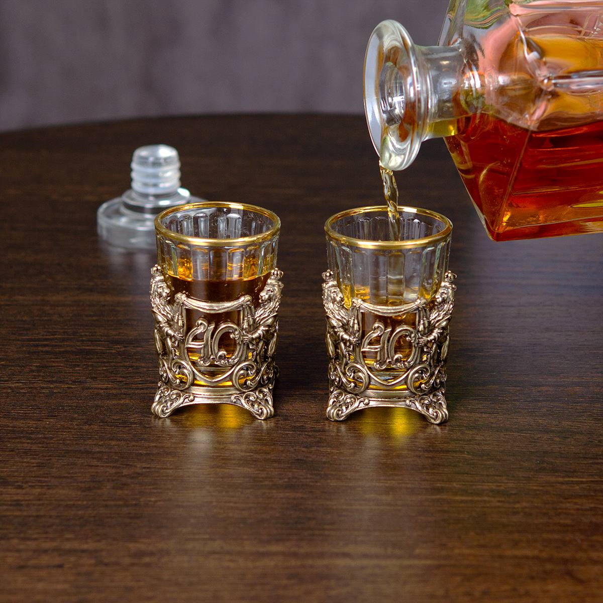 Набор стопок Юбилейный 40 в подарочном футляре с вашей гравировкой