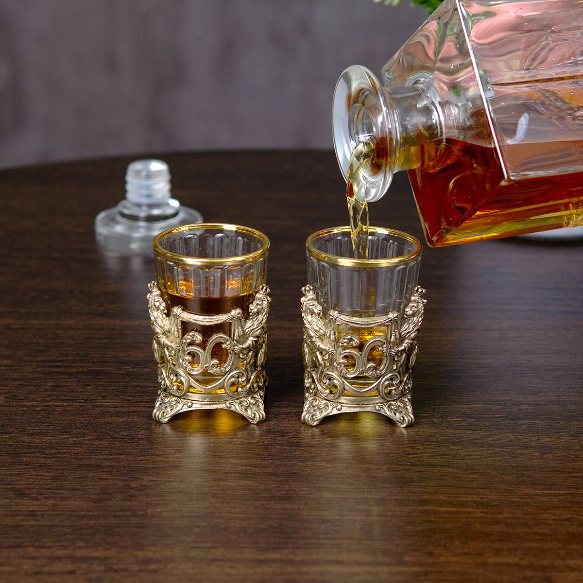 Именной набор стопок Юбилейный 60 в подарочном футляре