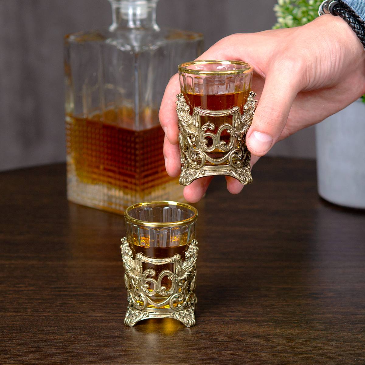 Именной набор стопок Юбилейный 60 в подарочном футляре