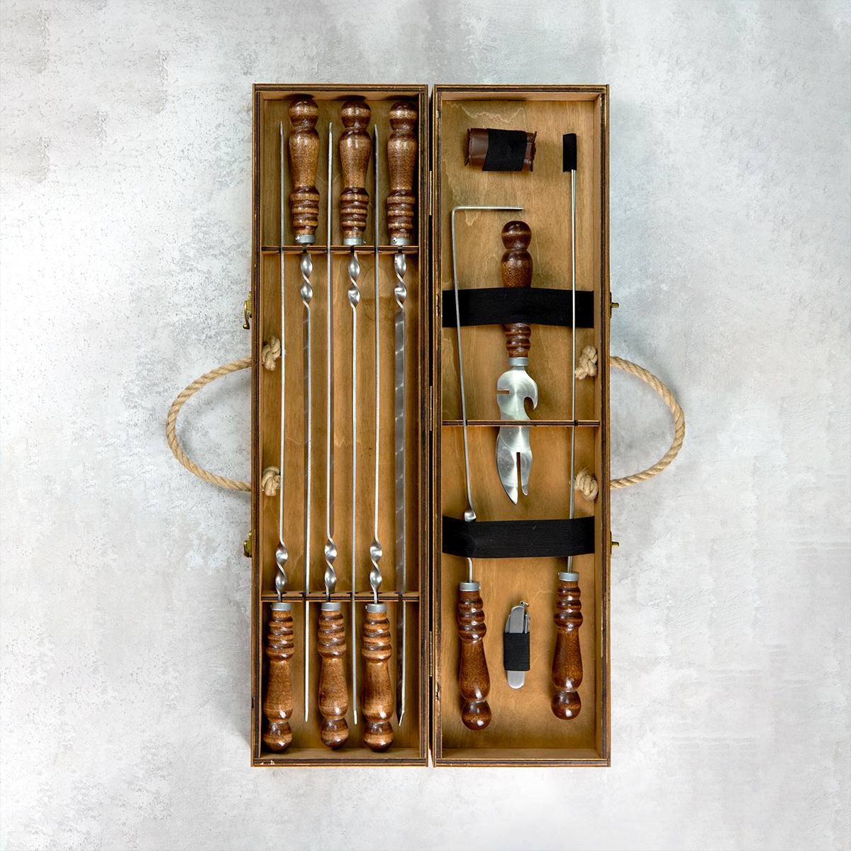 Большой шашлычный набор Король шашлыка с именем