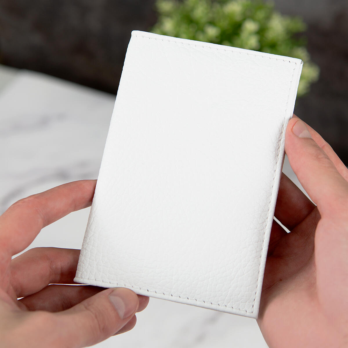 Именная обложка для паспорта White Гербовая натуральная кожа