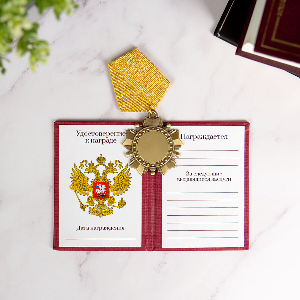 Орден и удостоверение с индивидуальным дизайном (рукописный бланк)