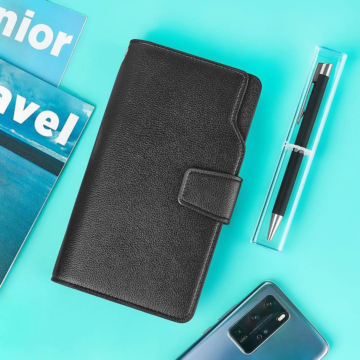 Набор портмоне с ручкой  Премиум Блэк именной